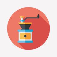 grinding coffee machine flat icon with long shadow eps10 N32