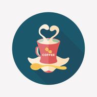 coffee latte art flat icon with long shadow eps10 N25