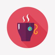 hot tea flat icon with long shadow eps10 N7