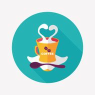coffee latte art flat icon with long shadow eps10 N26
