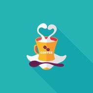 coffee latte art flat icon with long shadow eps10 N30