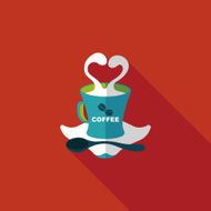 coffee latte art flat icon with long shadow eps10 N31
