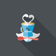 coffee latte art flat icon with long shadow eps10 N32