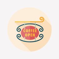 Coffee shop signs flat icon with long shadow eps10 N40