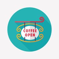 Coffee shop signs flat icon with long shadow eps10 N41