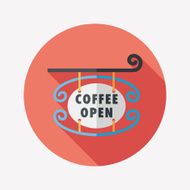 Coffee shop signs flat icon with long shadow eps10 N42