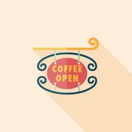 Coffee shop signs flat icon with long shadow eps10 N44