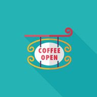 Coffee shop signs flat icon with long shadow eps10 N45