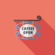 Coffee shop signs flat icon with long shadow eps10 N46