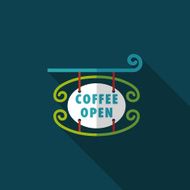 Coffee shop signs flat icon with long shadow eps10 N47