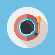 black coffee flat icon with long shadow eps10 N10