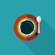 black coffee flat icon with long shadow eps10 N14