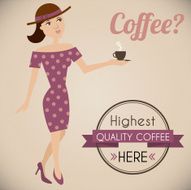 Retro poster of a woman offering coffee