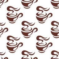 Steaming cup of espresso coffee seamless pattern