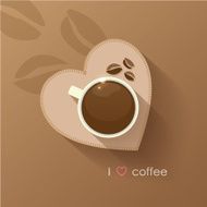 coffee cup on heart shaped plate vector illustration