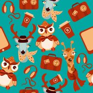 Animal hipsters seamless background