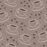 seamless vector pattern with cups and coffee beans N2