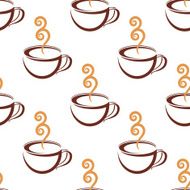 Seamless pattern of steaming cup coffee