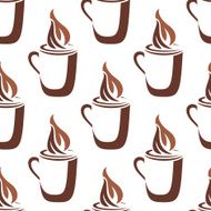 Seamless pattern of a mug steaming hot coffee