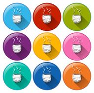Round icons with coffee