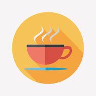 coffee flat icon with long shadow N6