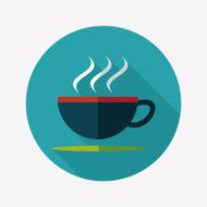 coffee flat icon with long shadow N7