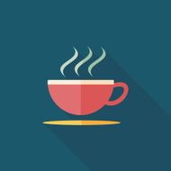 coffee flat icon with long shadow N8