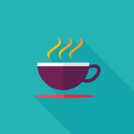 coffee flat icon with long shadow N9