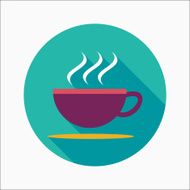 coffee flat icon with long shadow N10
