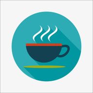 coffee flat icon with long shadow N12