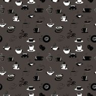 seamless vector pattern with coffee beans and cups