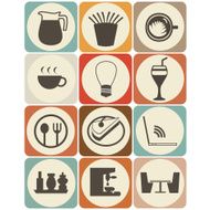 Retro style coffee shop icon set