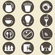 Shop style coffee shop icon set