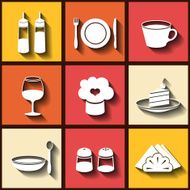 Set of 9 flat icons kitchen utensils