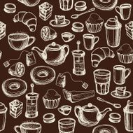 Seamless pattern with coffee and tea cups N2