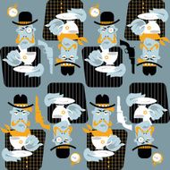 Man with Ñup Retro style Cowboy Gentleman Seamless background pattern