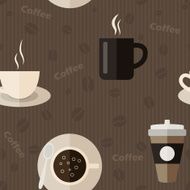 Seamless pattern with coffee icons in flat design style