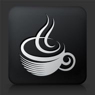 Black Square Button with Coffee Cup Icon N8