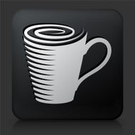 Black Square Button with Coffee Cup Icon N10