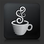 Black Square Button with Coffee Cup Icon N11