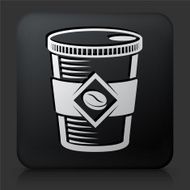 Black Square Button with Coffee Cup Icon N12