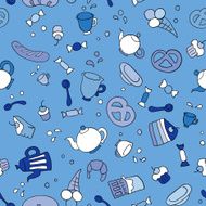 Tea and sweets seamless background