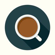 Flat Design Coffee Cup Icon With Long Shadow