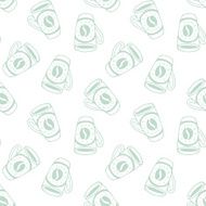 Hand drawn seamless background with coffee mugs N2