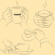 Hands with cups