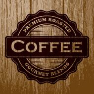 Vintage Coffee Label on Aged Wood N2