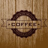 Vintage Coffee Label on Aged Wood N3