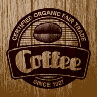 Vintage Coffee Label on Aged Wood N5