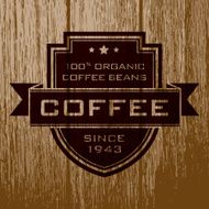 Vintage Coffee Label on Aged Wood N6