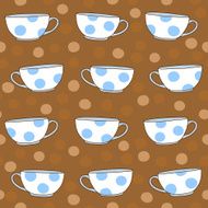 Hand-drawn Illustration with Polka Dot Tea Cups Seamless vector pattern